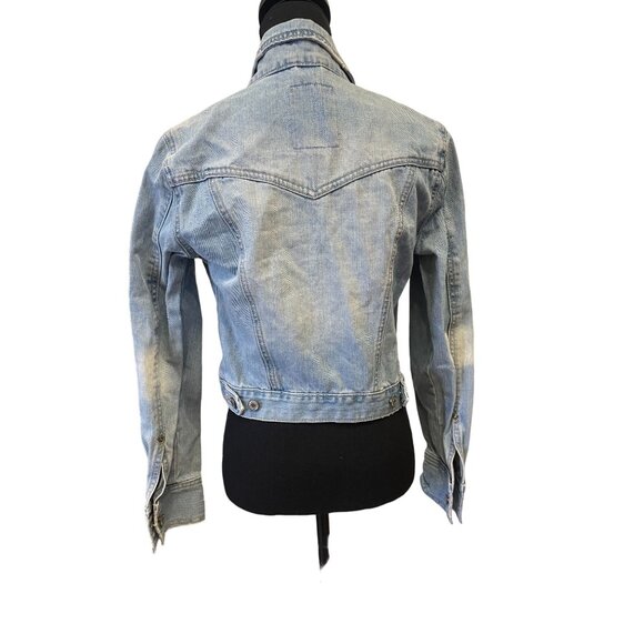 Aeropostale Y2K denim jean jacket Medium light wash distressed Cotton - Picture 4 of 12